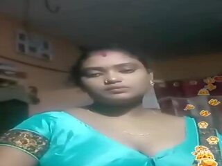 Tamil ấn độ phụ nữ đẹp lớn màu xanh da trời silky blouse sống, giới tính video 02