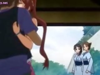 Nieśmiałe anime teenie dostaje łechtaczka rubbed