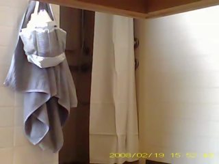 Spying sexy 19 year old lover showering in dorm bathroom