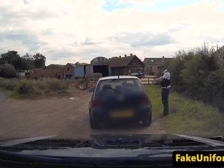British cop pulls over blonde bitch to fuck