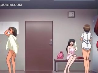 Grande dai seni anime sporco film bomba salti manhood su il pavimento