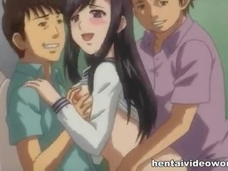 Threesome with Asian teen girlfriend