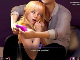 Double Homework &vert; sexually aroused blonde teen young woman tries to distract companion from gaming by showing her exceptional big ass and riding his penis &vert; My sexiest gameplay moments &vert; Part &num;14