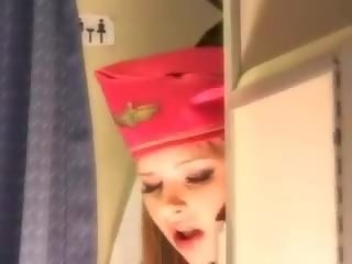 Fascinating stewardess gets fresh sperm aboard