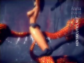 Erotisks 3d anime mazulīte izpaužas pavirši līdz a monstrs