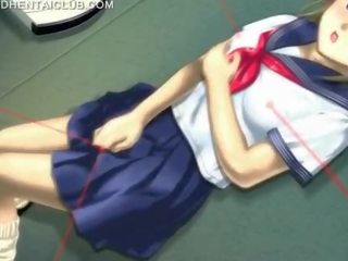 Hentai deity in school uniform masturbating pussy