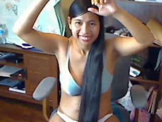 Sjarmerende lang haired asiatisk striptease og hairplay: hd kjønn film da