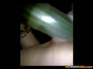 Babe Fucks Herself With A Large Cucumber