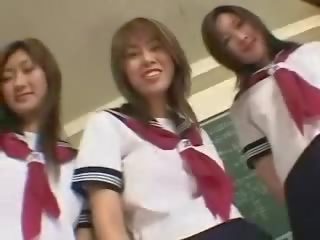 Japanese schoolgirls in action