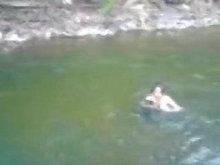 Sensational and busty amateur teen enchantress swimming naked in the river - fuckmehard.club