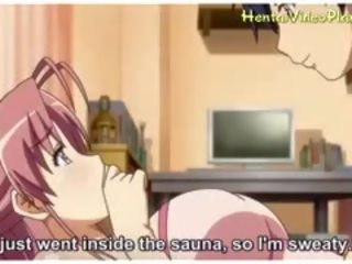 Ihastuttava anime tytöt sisään saunan