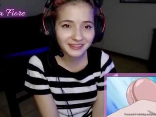 18yo youtuber gets lascivious watching hentai during the stream and masturbates - Emma Fiore