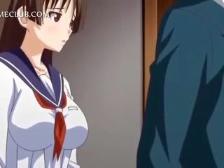 Anime tesoro in uniforme soffiando grande pene