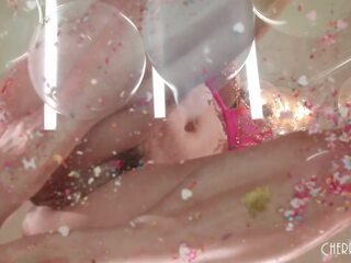 Big Boobs femme fatale Sits On Her Birthday Cake And Plays With Her Treats Before Masturbating With Her Vibrator