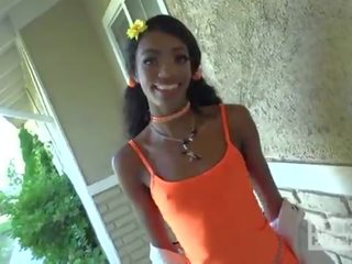 Beautiful Ebony spinner meets juvenile online for rough anal