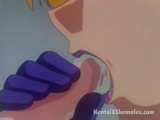 Seductive manga rockerboy rubbing and slurping a marseive wang with lust