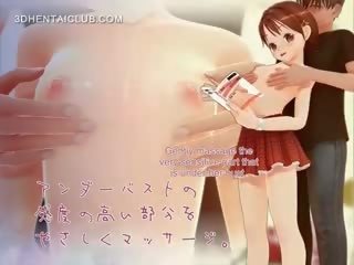 Delicaat anime jong dame gestript voor x nominale klem en tieten geplaagd