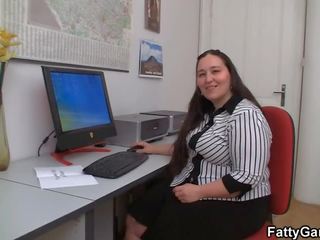 Fucking big belly office mistress on the floor