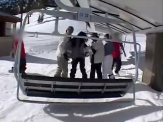 Erotic brunette fucked hard 1 hour after snowboarding