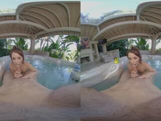 VR BANGERS Naked Charly Summer Sucking member In Jacuzzi - Outdoor POV sex VR sex video