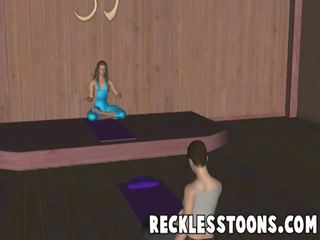 Sexy cartoon yoga session turns into sexy 3d fuck session