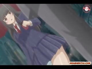 Japanese Anime darling Gets Squeezing Her Tits And Finger