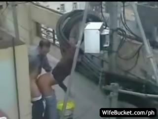 Funny adult video on the roof