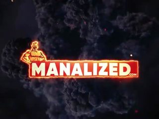 Manalized 饰钉 cums 硬 立即 后 巴巴克