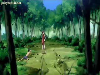 Hentai lassie fica aparafusado em floresta