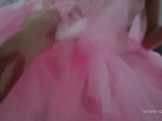 Attractive Sveta Dancing Wearing a Pink Ballerina Tutu Dress